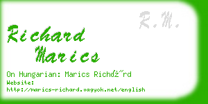 richard marics business card